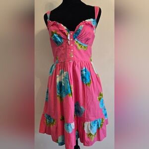 Abercrombie & Fitch Womens Pink Floral Cotton Sundress Corset Coquette Med
